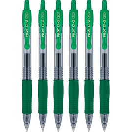 Pilot G2 Retractable Rollerball Gel Pens, Bold Point, 1.0mm, Green Ink, 6 Count