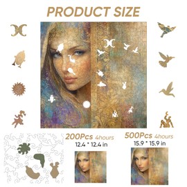 Beauty Bohemia Puzzles for Adults 500pcs, Wooden Jigsaw Puzzles,Wooden Jigsaw Puzzles,Irregular Wood Puzzles Creative Gift for Adults and Kids Family Game(15.9 x 15.9 in)