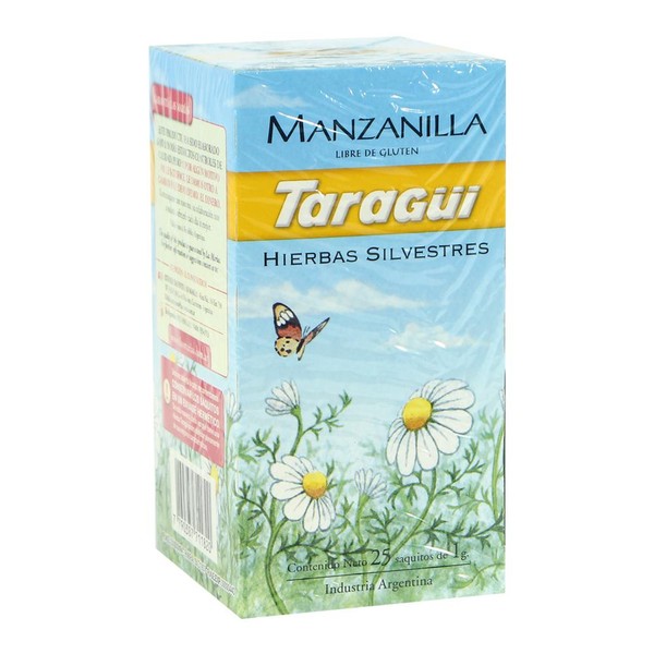 Taragüi 100% Chamomile Manzanilla Flower Tea Bags, 25 tea bags
