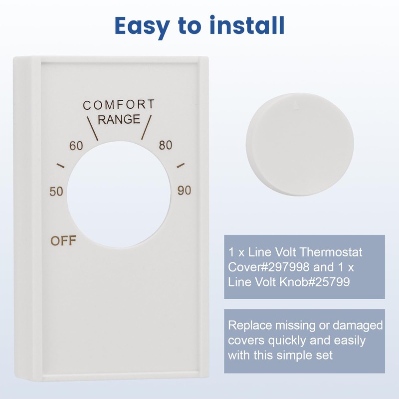 QCG White Double Pole Line Volt Thermostat Cover with Knob,