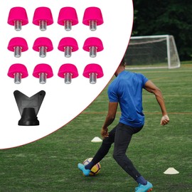 perfk Pack of 12 Football Boots Studs, Replacement Spikes, Sturdy, Non-Slip M5 Threaded Screw, Football Boot Cleats for Men's Football Boots, Competitions, Pink Red 8 7 4 10