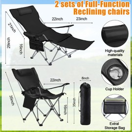 Karenhi 1 Set Beach Camping Chair with Umbrella for Adult Folding Reclining Camping Chair with Foot Rest Adjustable Clamp Canopy Shade for Outdoor Patio Beach Travel(Black)