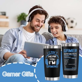 Gaming Gifts for Men, Boys, Women, Boyfriend - Fathers Day Game Gift - I Can't Hear You I'm Gaming Gift - 20 Oz Stainless Steel Tumbler