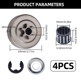 3/8 Inch 6 Teeth Sprocket Replacement Kit for Chainsaws MS170, MS180, MS210, MS230, MS250, Spur Sprocket Clutch Drum Kit, Includes Coupling, Needle Bearing, Disc and Snap Ring, Replaces 1123 640 2005