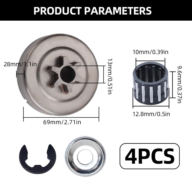 3/8 Inch 6 Teeth Sprocket Replacement Kit for Chainsaws MS170,