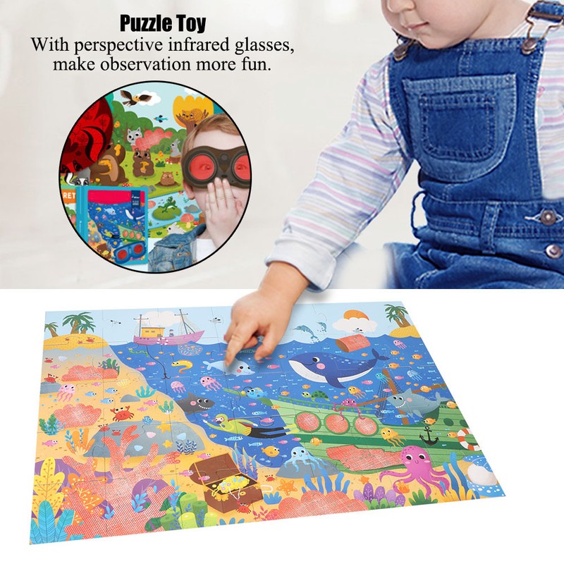Cartoon Ocean Forest Puzzle Building Blocks Educational Toy Set with