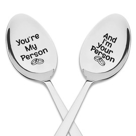Couples Spoons Gifts for Wife Husband Anniversary Christmas Presents for Girlfriend Boyfriend Valentines Birthday Gifts for Him and Her You are My Person Gifts for Couple Coffee Tea Ice Cream Spoon