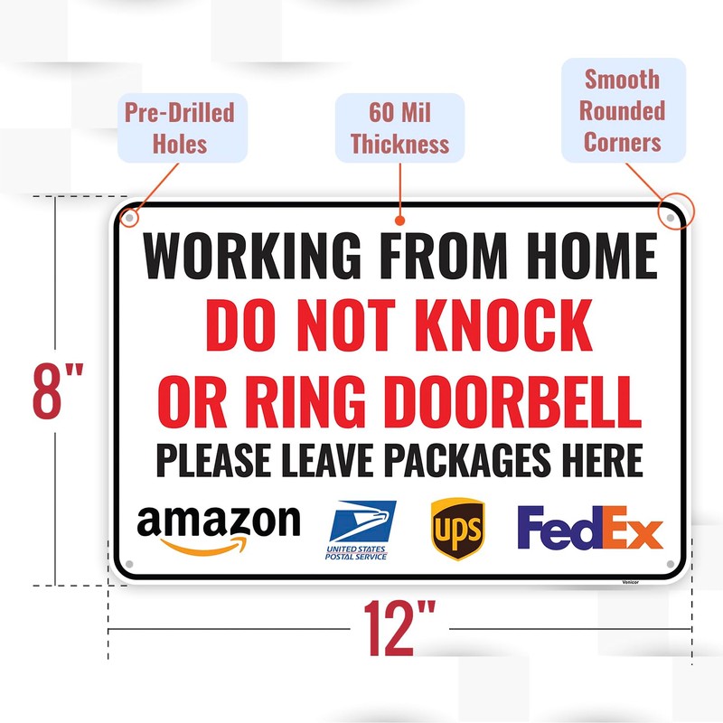 1PC Deliveries Please Ring Doorbell Sign, 12 x 8 Inches