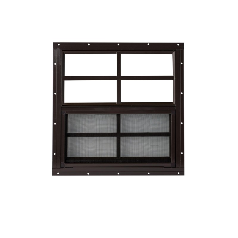 Shed Window 16x16 Brown Flush - Vertical Slider with Tempered