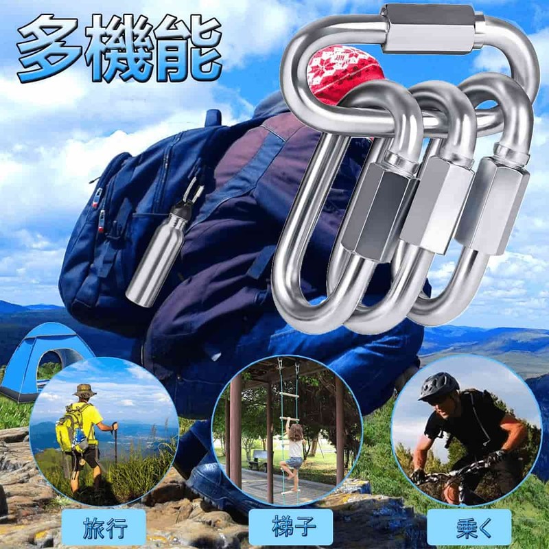 Lissey SUS304 Stainless Steel Ring Catch Carabiner with Lock D-Ring