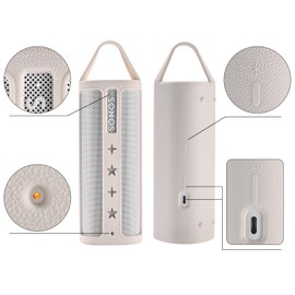 Speaker Case for Sonos Roam 2 / Sonos Roam Speaker, Shoulder Strap for Easy Carrying for Mountaineering Hiking Outdoor Travel Compatible with Sonos Roam 2 Case (Off-White)