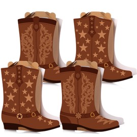 Mooliwe 12 Pcs Western Party Favors Boxes Cowboy Cowgirl Boots Treat Bags Wild West Candy Cookie Gift Boxes for Bachelorette Theme Last Rodeo Birthday Supplies Cowgirl Decoration, 2 Designs (Brown)