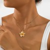 Calkkrer Gold Metal Folded Flower Pendant Necklace, Chunky Women's Jewellery,