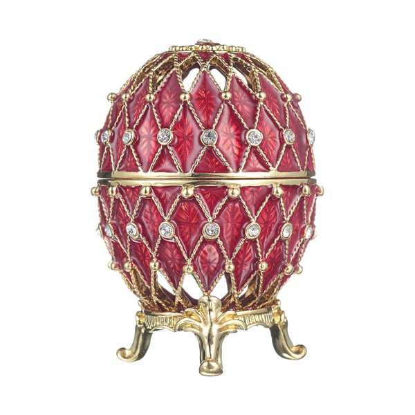 danila-souvenirs Faberge Style Carved Egg/Trinket Jewel Box with Grid 7,5