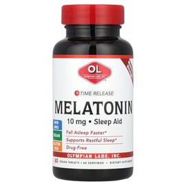 Olympian Labs Melatonina de liberación temporal de 10 mg con vitamina B6 – Tabletas de máxima fuerza – Sin drogas, apoya el sueño reparador, ayuda par