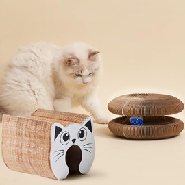 Cat Scratcher, Kitty Kurlz Cat Toy, Reversible Infinity Style Magic Organ, Made of Recyclable Corrugated Cardboard, Scratch-Resistant and Abrasion-Resistant, Foldable Cat Toys for Indoor Cats