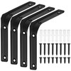 Pack of 4 Shelf Brackets, Metal Brackets, Shelving Brackets, Black,