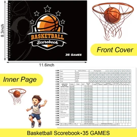 Qilery 4 Pcs Basketball Scorebook 35 Games Score Keeping Book Side by Side Score Book League High School or Middle School Basketball Book for Stats Coaches Scorekeepers Adult Youth (Classic)