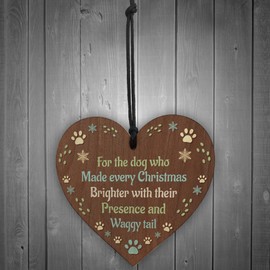 Red Ocean Pet Memorial For Christmas Tree Hanging Wood Bauble Dog Memorial Plaque Dog Memorial Gift Keepsake