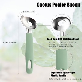 2 Pack Cactus Peeler Spoon, Stainless Steel Cuchara Pelador de Nopales, Multi-Function Peeling Knife, Cutting Noodle Knife, Kitchen Tool (2, mint green)