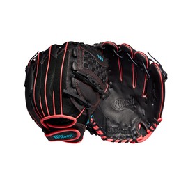WILSON 2022 A440 Flash - Guante de Campo rápido de 11.5 Pulgadas, Lanzamiento para Mano Izquierda, Negro/Rosa/Azul Tropical