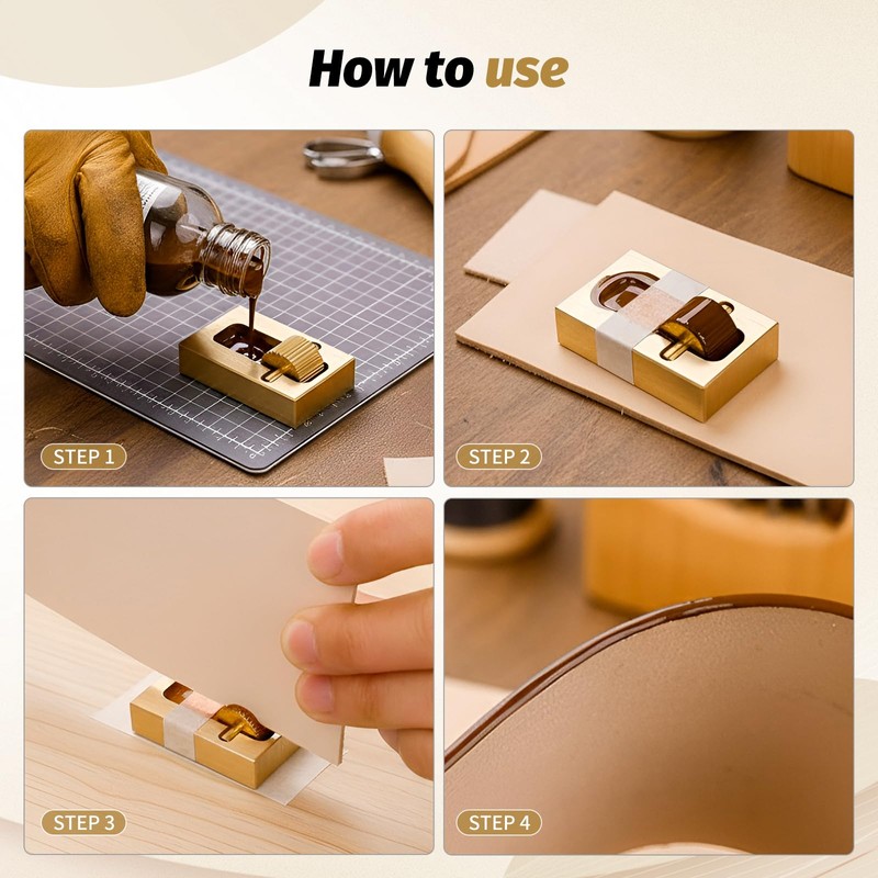 3 Pack 26mm 60mm 100mm Wooden Handle Leather Press Edge