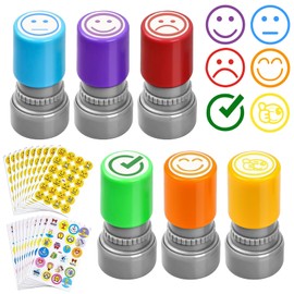 FULHANY 6 Stamps Including 20 Stickers, Teacher Stamp, Teacher Stamp, Teacher Stamp, Primary School, Reward Stamp for Encouragement, Praise, Education, Design of Student Work Meetings