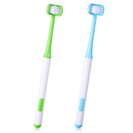 Wanmu 2Pcs 3 Sided Autism Toothbrush, U-Shaped 360° Oral Teeth Cleaning Design Kids Toothbrush for Adult, Toddler, Soft and Gentle for Complete Tooth Care (Blue, Green)
