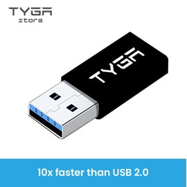 TYGA STORE USB Type C Female to USB Type A Male Adapter 5Gbps 3.0/3.1, Sync, Transfer, Charge, Plug & Play (1, Black)