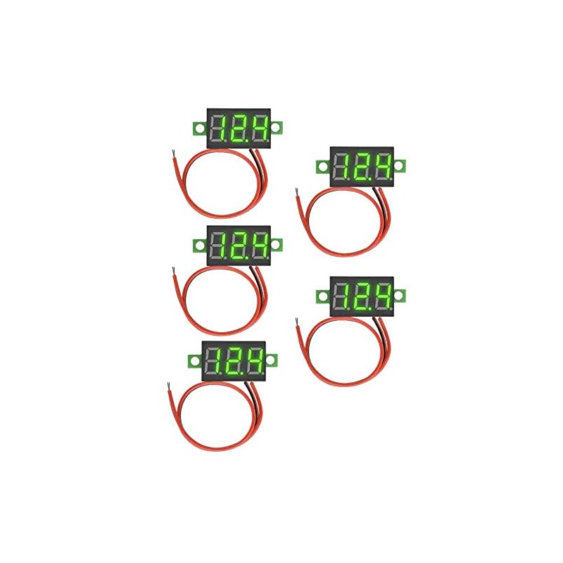 5pcs Voltage Meter 2 Wire 0.28 inch Mini Digital Voltmeter