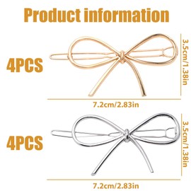 8 Pieces Metal Bow Hair Clips, Cute Simple Hair Clips, Hair Accessories, Women'S Hair Accessories, Hair Tools