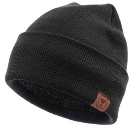 OZERO Winter Beanie Hat, Thermal Knitted Hat, Running Hat, Winter Hat for Men and Women, Black (thin thread)