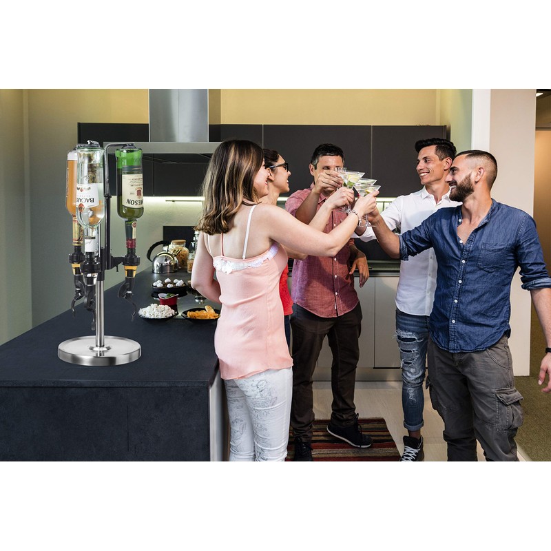 OGGI Professional 3-Bottle Revolving Liquor Dispenser, Stainless Steel