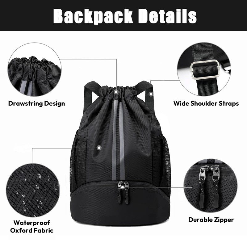Waterproof Drawstring Backpack for Gym & Swim – Lightweight Sports