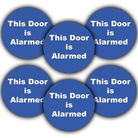 6-Pack - This Door Is Alarmed Vinyl Stickers - 85mm Waterproof - Door Security Signage