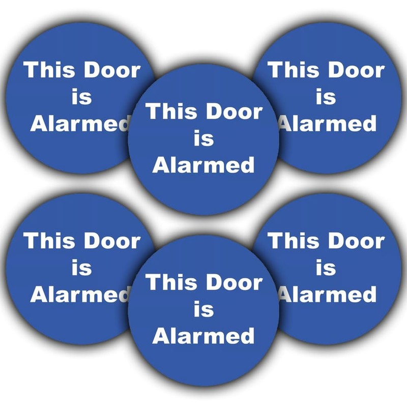 6-Pack - This Door Is Alarmed Vinyl Stickers - 85mm