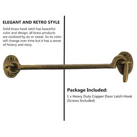 Runningfish Heavy Duty Copper Door Latch gate latches Rustic Design Cabin Hook Latch Door Lock