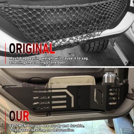 EZTZMCN Metal Front Door Pocket Storage Box Fit for Jeep Wrangler JL JLU 4XE 2018-2025 & Gladiator JT 2020-2025, Door Side Insert Organizer Car Storage Organizer Expansion Accessories, 2PCS