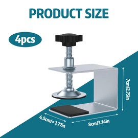 Pack of 4 C Clamp, Stainless Steel Screw Clamp, Adjustable Table Clamp with Non-Slip Pad, Screw Clamps, Small for Drawer, Installation, Woodworking, DIY, Cabinet Aids