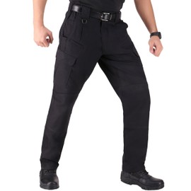 WHITEDUCK Mens Tactical Pants Ripstop Stretch Water Resistant with 13 Pockets Cargo Work Pants for Men- Military Hiking Outdoor (W30 L32 Black)