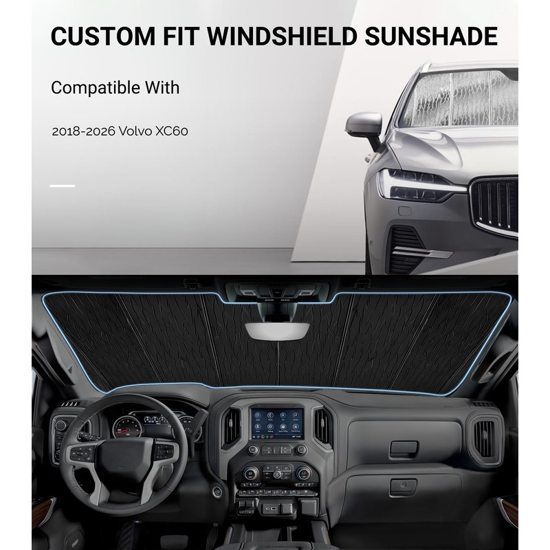 Pigenius Windshield Sunshade for Volvo XC60 2018-2026 Front Window Sun