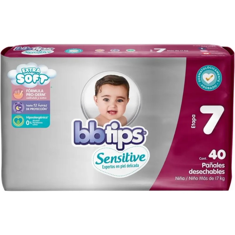 Caja De Pañales Bbtips Sensitive Etapa 7 Unisex X160 Piezas
