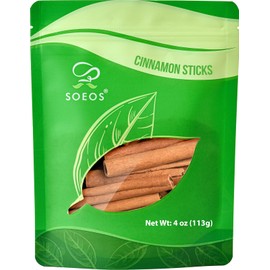 Soeos Cinnamon Sticks, 4 oz (113g), Cassia Cinnamon Stick, Strong Aroma, 2.75" Length, Approx 35 Sticks, 100% Raw Cinnamon, Perfect for Baking, Cooking, Beverages, Coffee, Tea and Mulled Wine