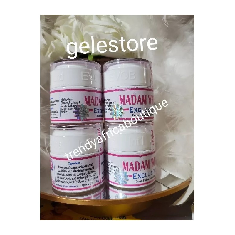 Evob X3 jar madam white Multi Action flawless face cream.