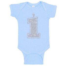 Aiden's Corner Cute Baby Boy Girl Handmade First Birthday Bodysuits 1 Gold and Silver Party Outfits (1 Silver Lt Blue, 12 Months)