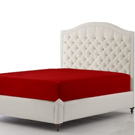 Sapphire Collection 300 Thread Count 100% Egyptian Cotton Fitted Sheets (Double, Red)