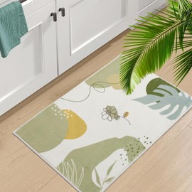 TUKDAK Green Door Mats Indoor Washable,Small Doormats,Soft Low Pile Faux Wool Front Door Mat,Non-slip Entrance Rug,Boho Botanical Print Floor Mat,Floor Carpet Kitchen Laundry Bedroom(Green, 40x60cm)