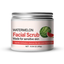 Watermelon Facial Scrub Cream,Watermelon Face Scrub,Daily Facial Scrub - Gently Exfoliates, Cleanses, Removes Dead Skin, Blackheads, Pores and Acne For all Skin Types（10.58 OZ）
