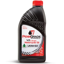 PENN GRADE 1 71576, V2 4-Stroke Motorcycle Oil SAE 20W-50, 12 Quart
