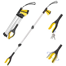 JG 43" Extra Long Grabber Tool, It Reaching Tool with Rotating Jaw +Magnets, 4" Wide Claw Opening Reacher Grabber Pickup Tool, Grabber Reacher Tool Heavy Duty，Reaching Aid Tool